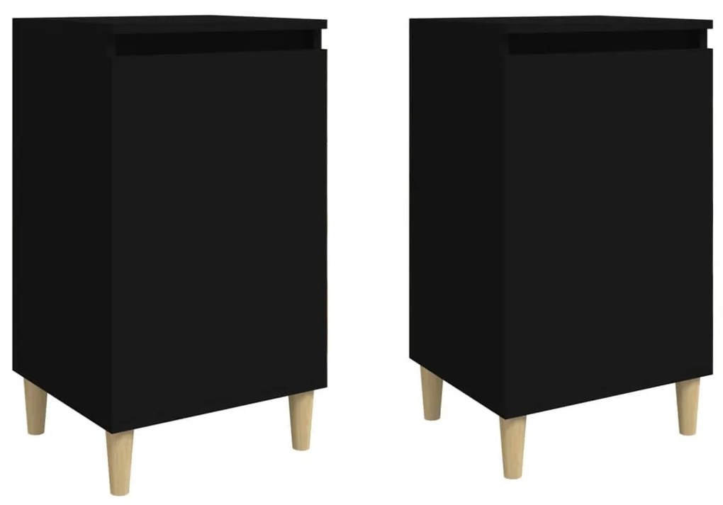 2 db fekete szerelt fa éjjeliszekrény 40x35x70 cm