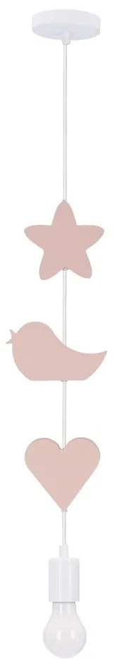 Fehér-rózsaszín gyerek függőlámpa fém búrával Single – Candellux Lighting