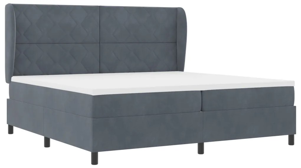 vidaXL Boxrugós ágy matracmal Sötétszürke 200 x 200 cm Poliészter