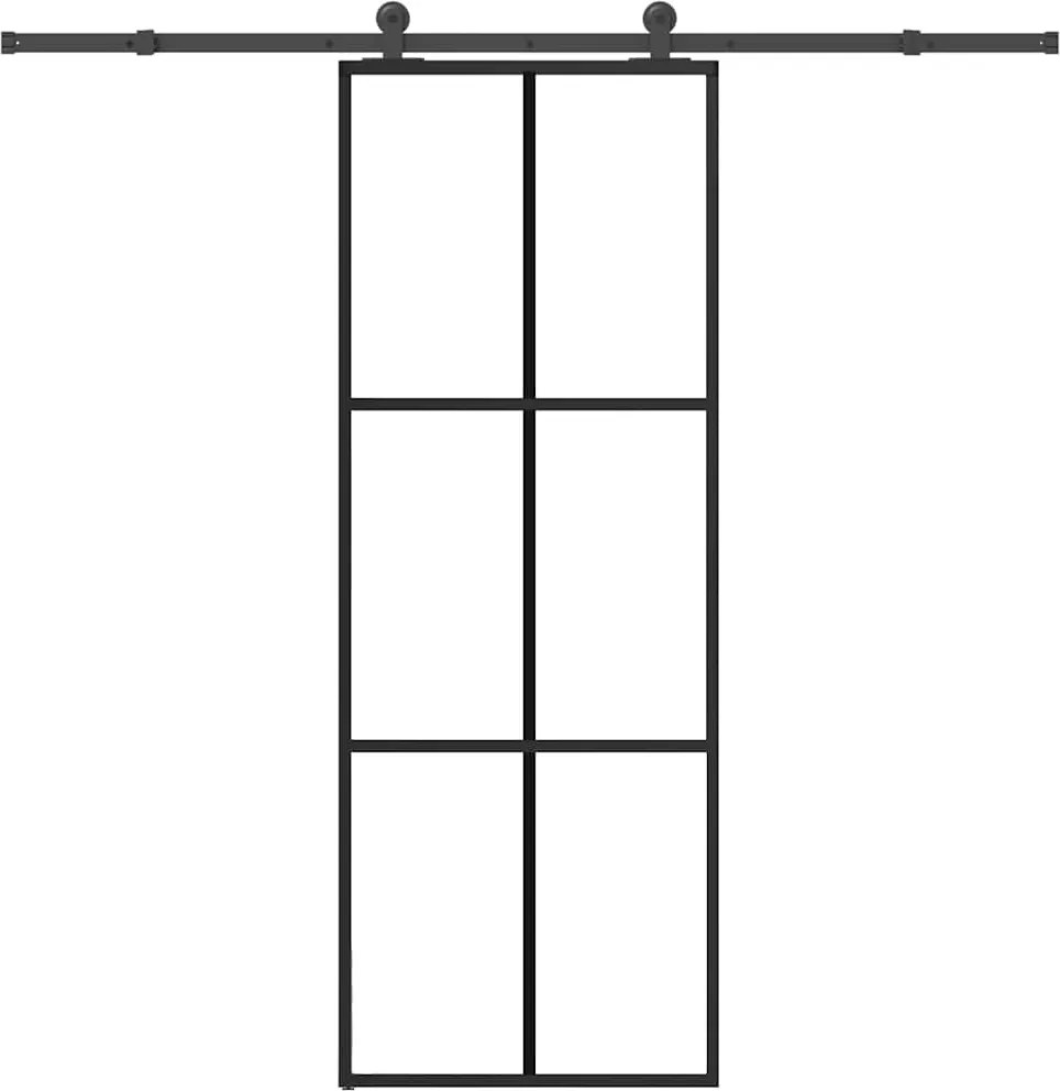 vidaXL ESG üveg és alumínium tolóajtó fémszerelvény-szettel 76x205 cm
