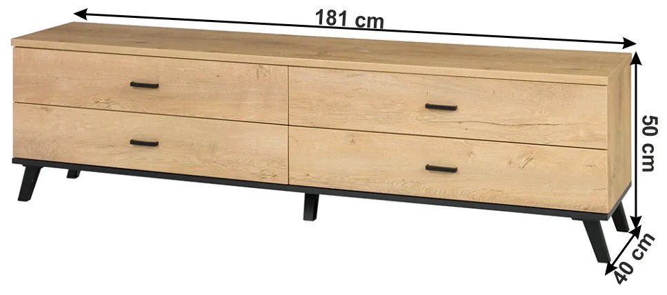 TV asztal/szekrény typ 6 Siralla (lefkas tölgy + fekete). 1016686