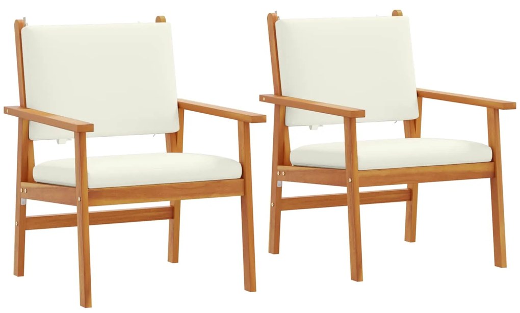 vidaXL Kerti Szék párnával 2 pcs Krémszín Tömör Akácfa