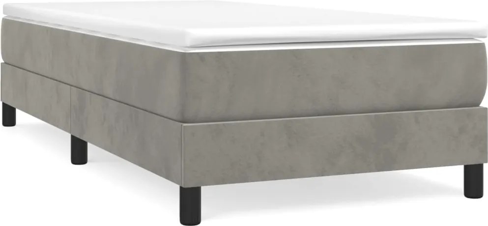 vidaXL világosszürke bársony rugós ágy matraccal 80 x 200 cm