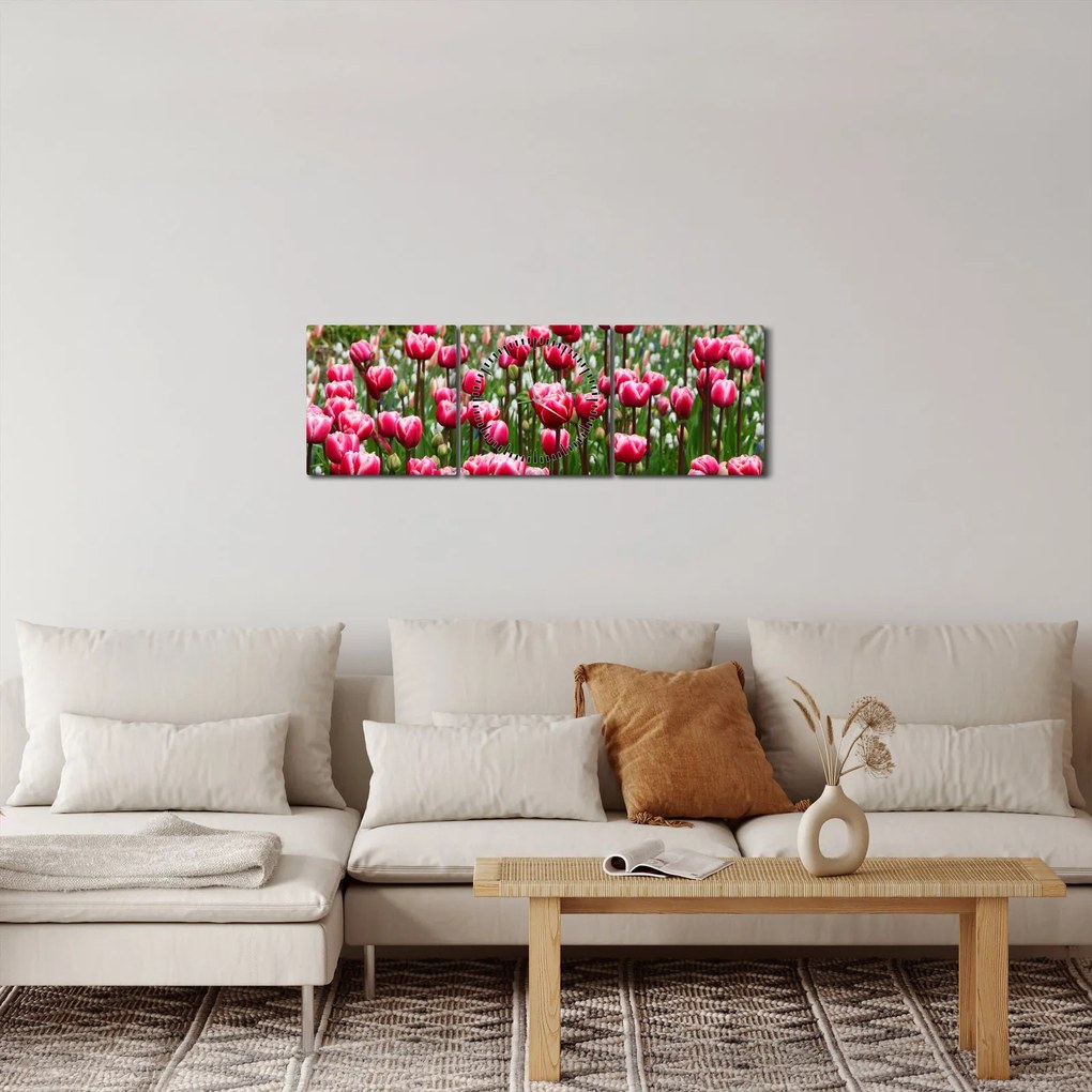 Tulipán képe (órával) (90x30 cm)