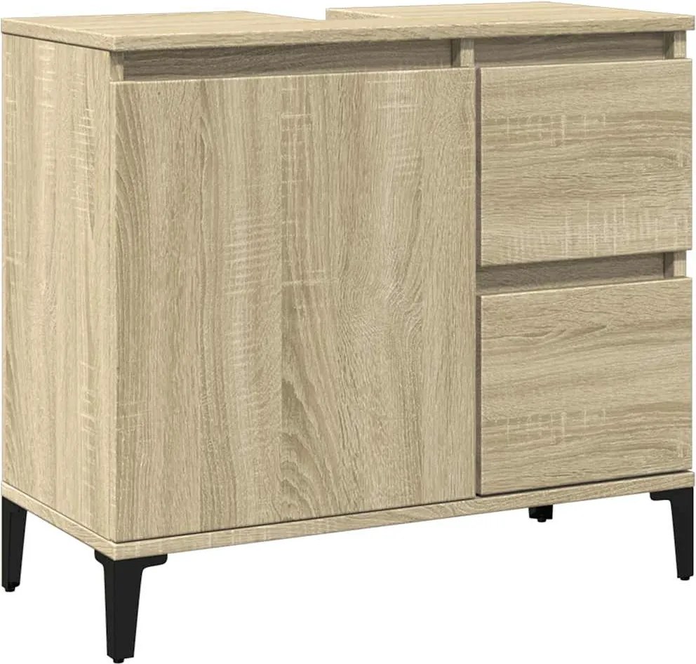 vidaXL sonoma tölgy színű szerelt fa fürdőszobaszekrény 65x33x60 cm