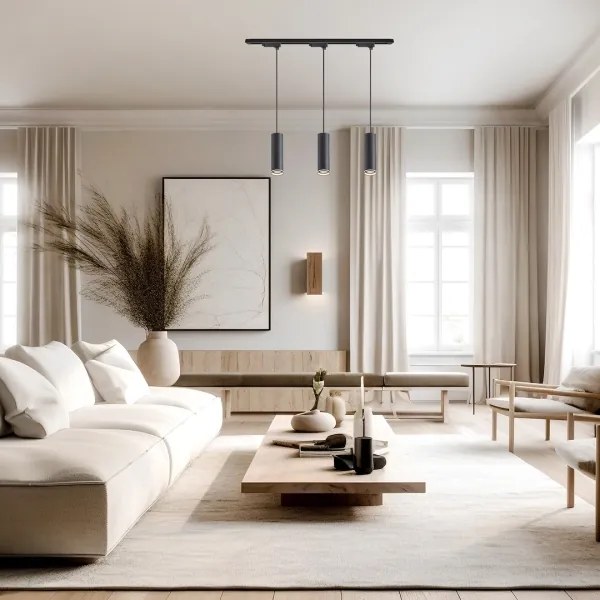 Kábellel függesztett csillár a PIPE sínrendszerhez 3xGU10/10W/230V, fekete