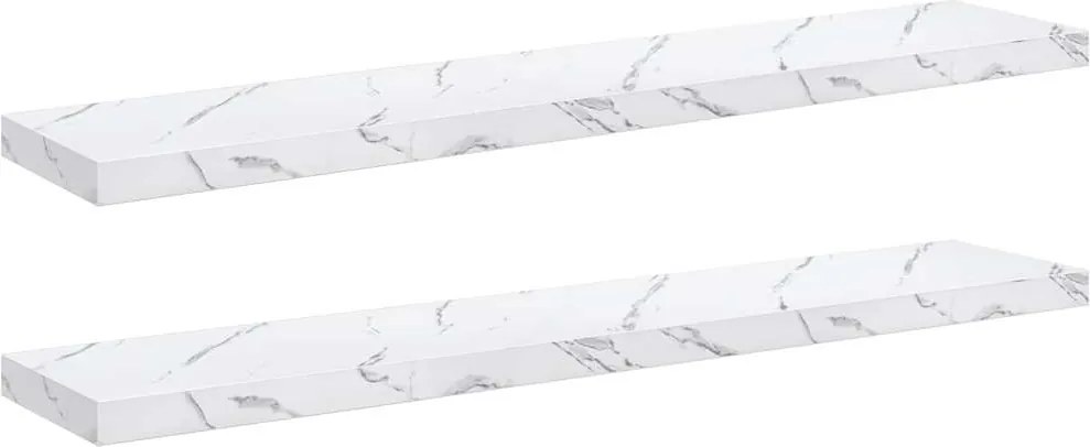 vidaXL Falpolc tárolóval 2 pcs Fehér márvány 120 x 23,5 x 4 cm Faanyag