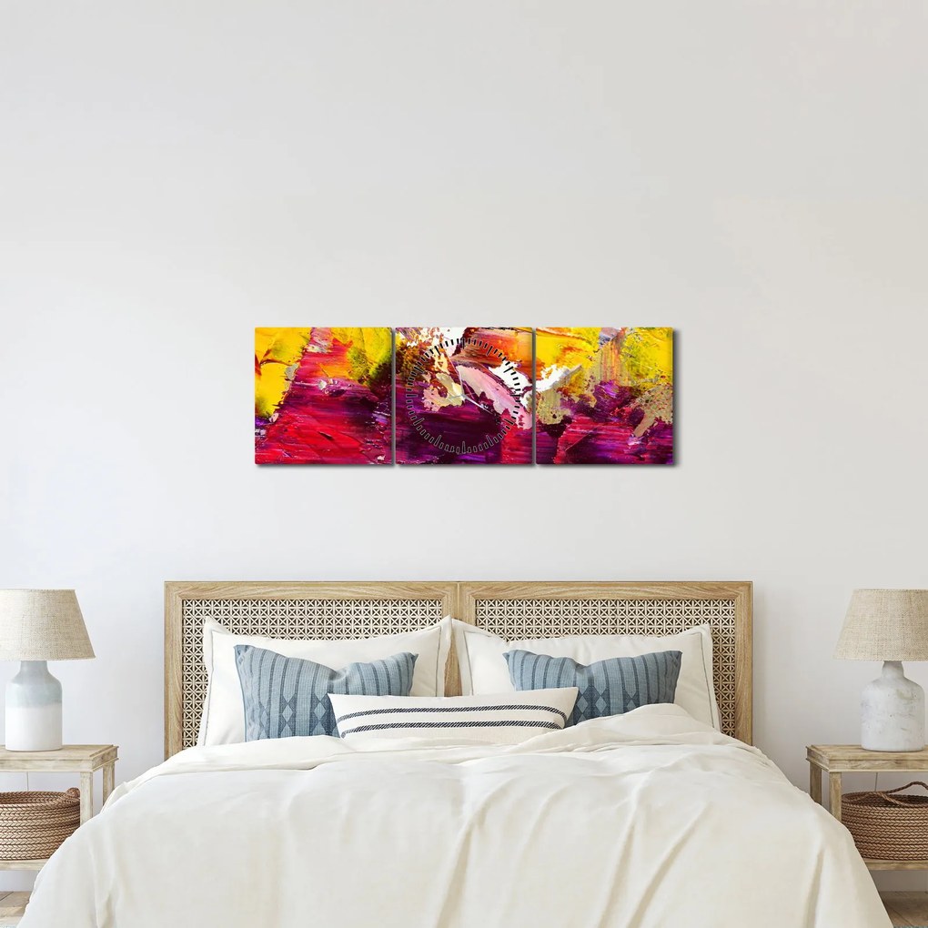 Absztrakció kép - festmény (órával) (90x30 cm)