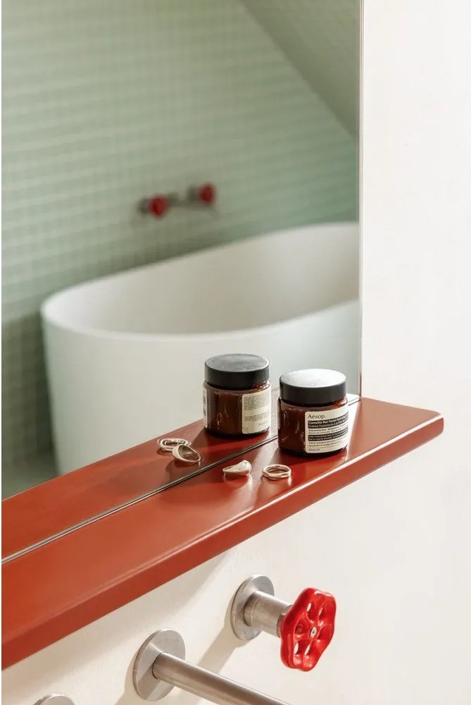 Fali tükör polccal tömörfa kerettel 50x75 cm Lun – noo.ma