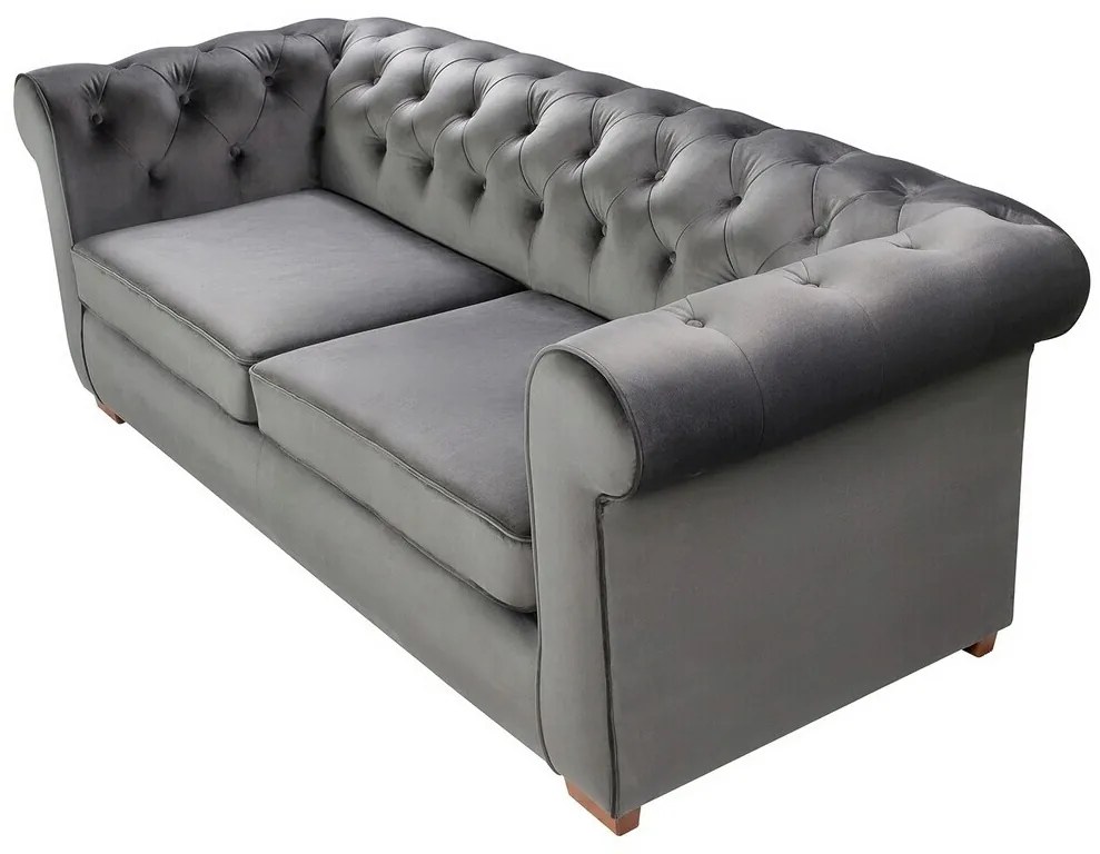 Oxford Chesterfield Kihúzható kanapé, 3 személyes 88x216x75 cm, antracitszürke