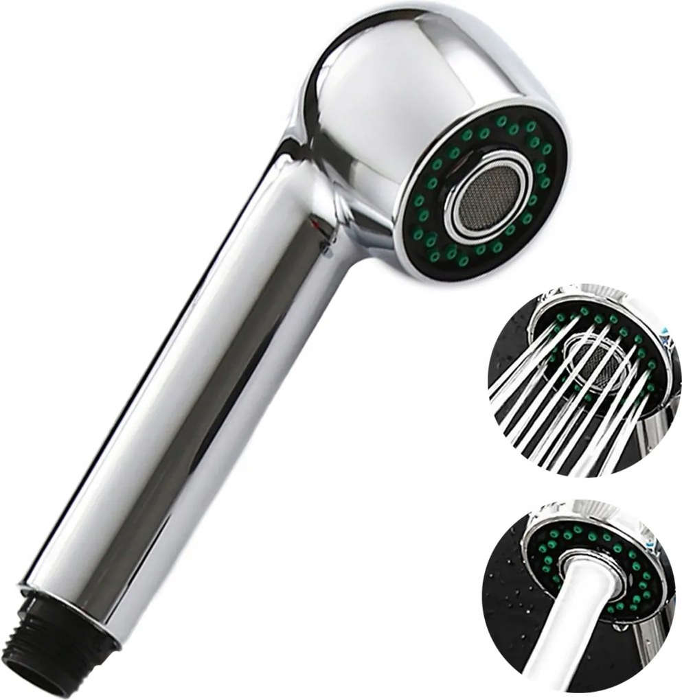 Konyhai csaptelep kihúzható kifolyócsővel Króm 2 Funkciós fogantyú