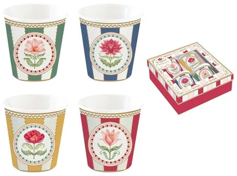 Porcelán eszpresszópohár 4 személyes, 100ml,dobozban, Flowery
