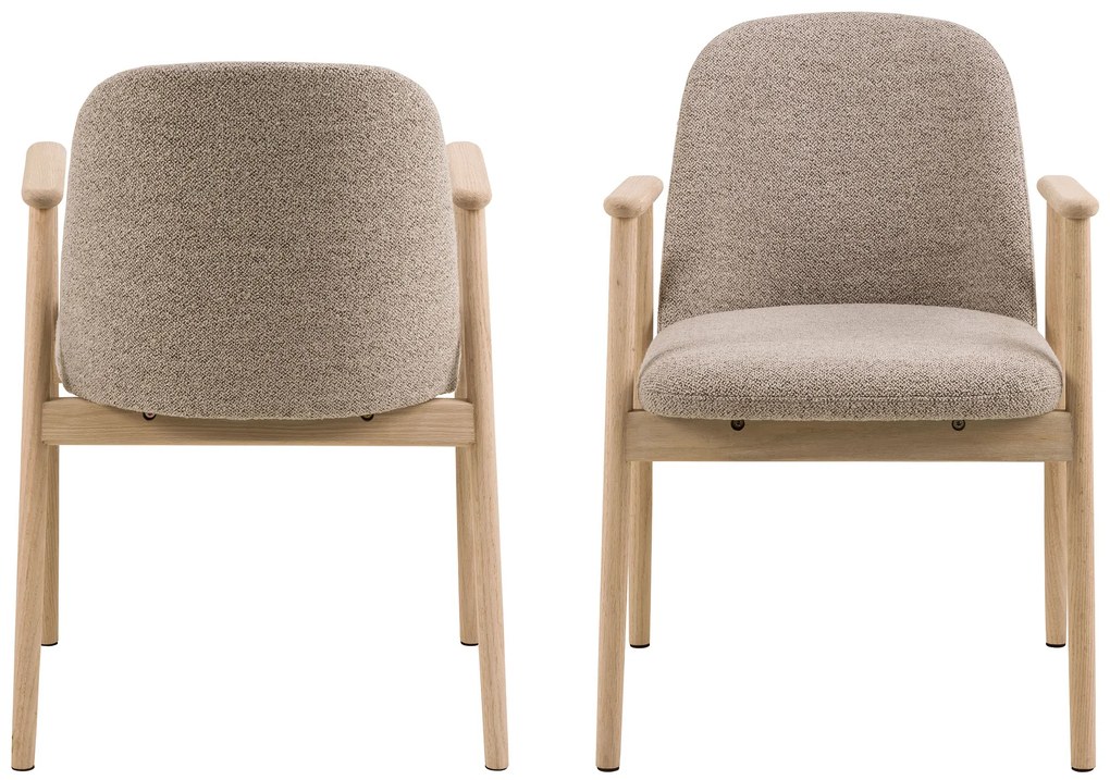 MAZZONI EXPORT RODERIC Beige Latte (Monza 60 szövet)/olajozott tölgyfa váz - RETRO FA SZÉK BOUCLÉ NAPPALIBA ÉTKEZŐBE KONYHÁBA