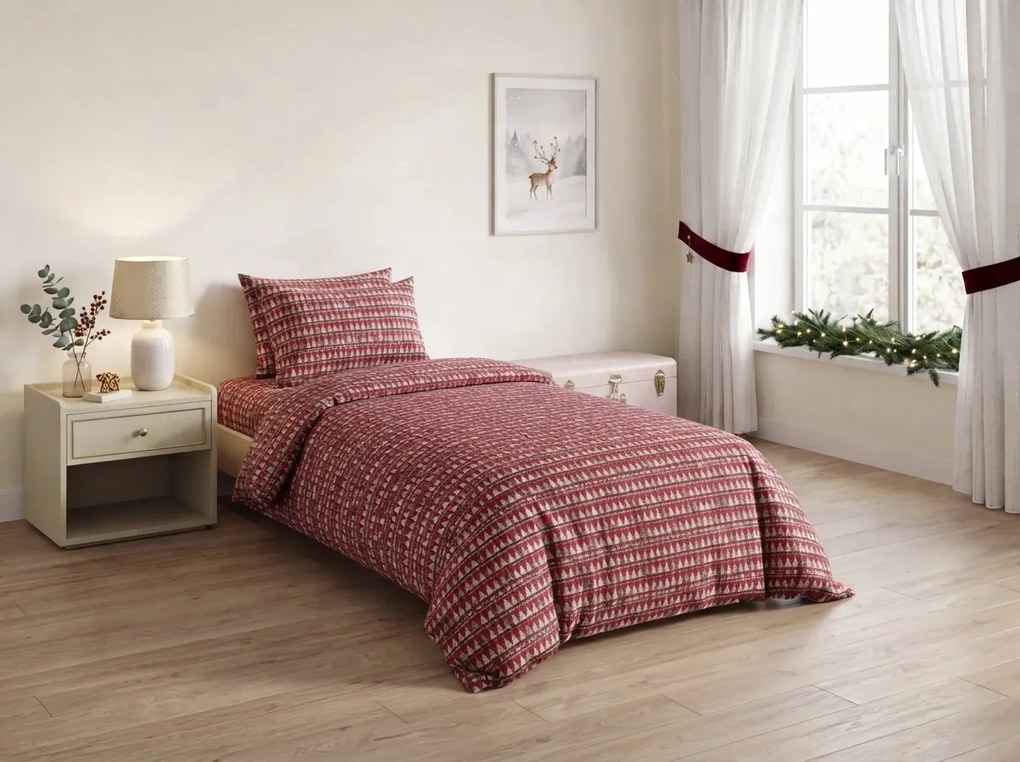 Pamut ágynemű BURGUNDY FÁK bordó színű Ágyneműhuzat mérete: 70 x 90 cm | 140 x 220 cm