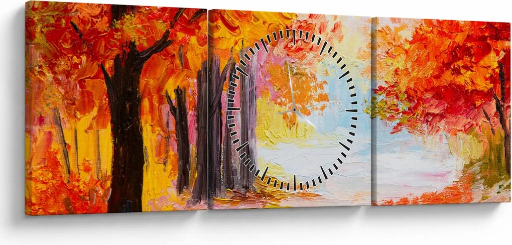 Kép - olajfestmény, színes ősz (órával) (90x30 cm)