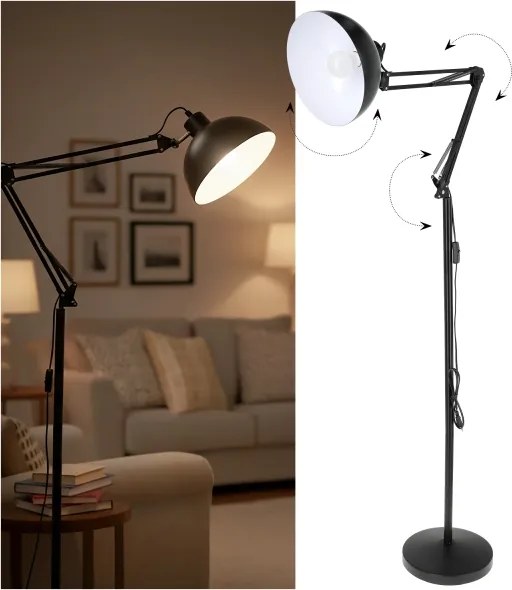 Brilagi - Hajlítható állólámpa TASKER 1xE27/60W/230V 157 cm fekete