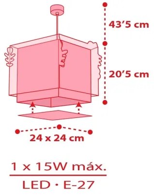 Dalber 73262 - HELLO KITTY gyerekszoba csillár 1xE27/15W/230V rózsaszín