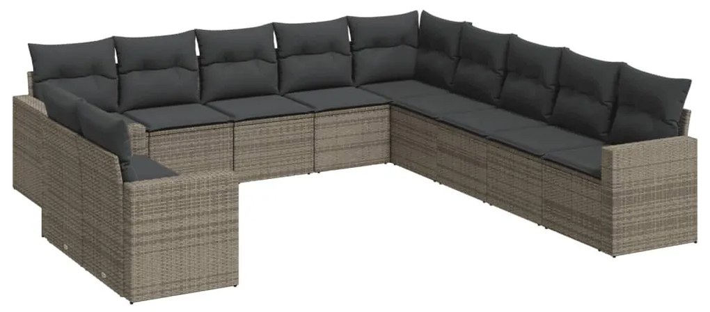 11 részes szürke polyrattan kerti ülőgarnitúra párnákkal