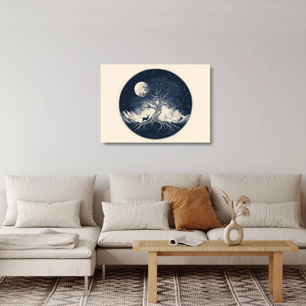 Üveg kép – Mágikus fa szarvassal I. (70x50 cm)