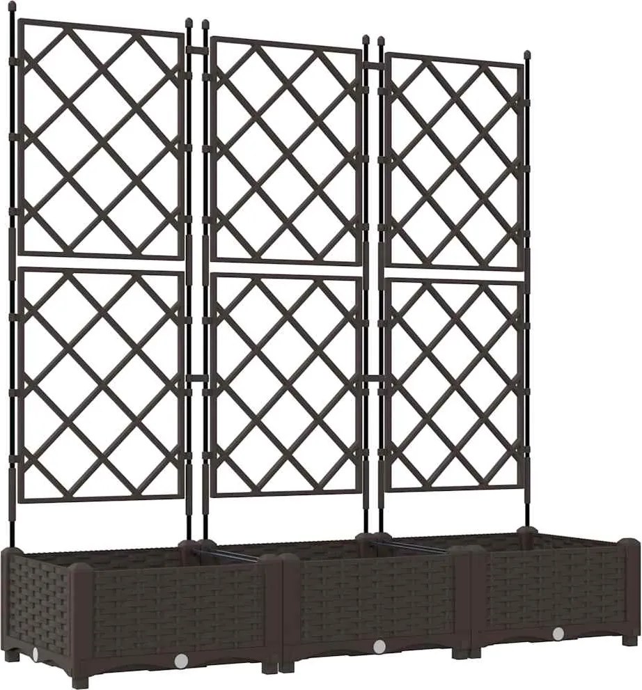 vidaXL Kerti cserép 3 pcs Barna 120 x 40 x 125,5 cm Acél