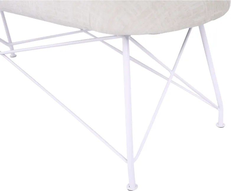 Dizájnos lóca, bézs szövet/fehér fém, RIVOLA