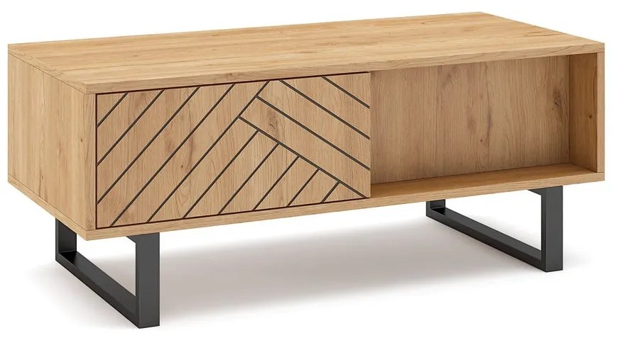 Natúr színű dohányzóasztal tölgyfa dekorral 55x110 cm Madona – Marckeric