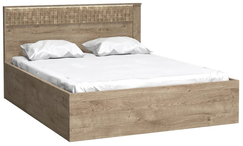 Franciaágy 160 cm Nature 17 (LED világítással) (ribbeck tölgy). 1057921