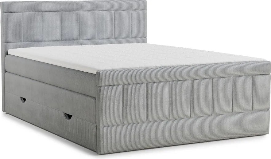 Szürke ágyneműtartós boxspring ágy 200x200 cm Caya – Maison de Rêve