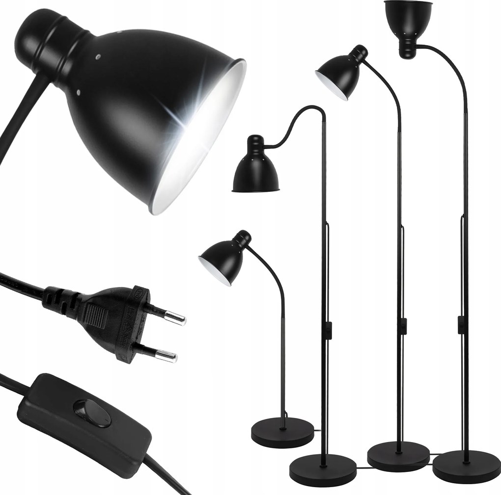 LED-es állólámpa E27 modern fekete Állítható nappali Loft