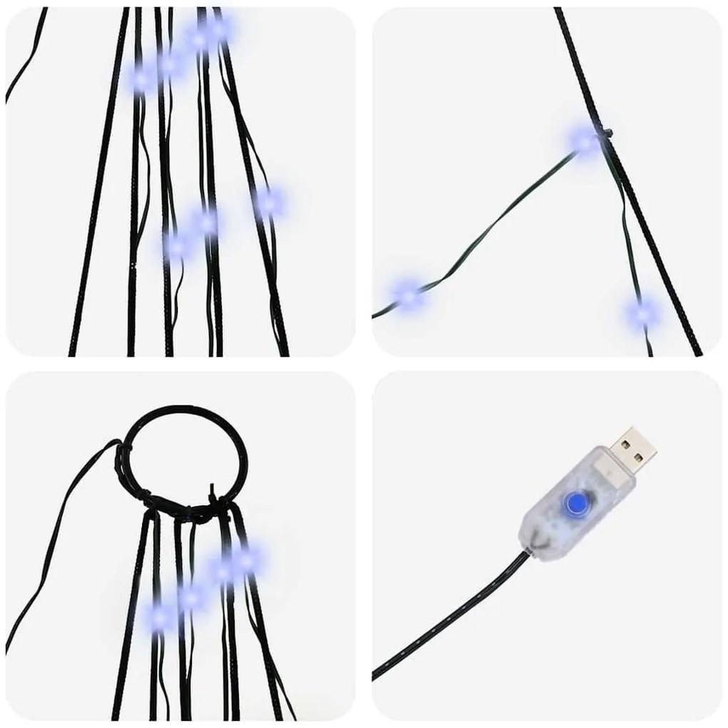 LED Karácsonyfák talajráccsal 112 LED-del Kék 180 cm Fém