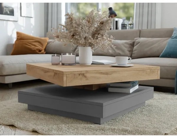 Kávésasztal NENANI 34x70 cm szürke/tölgy wotan