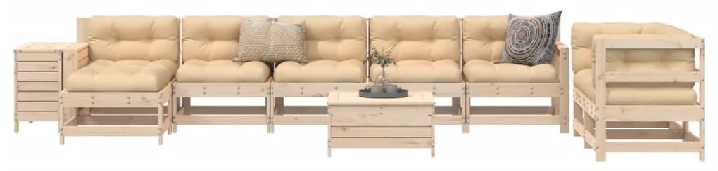 vidaXL 10 részes tömör fenyőfa kerti kanapészett