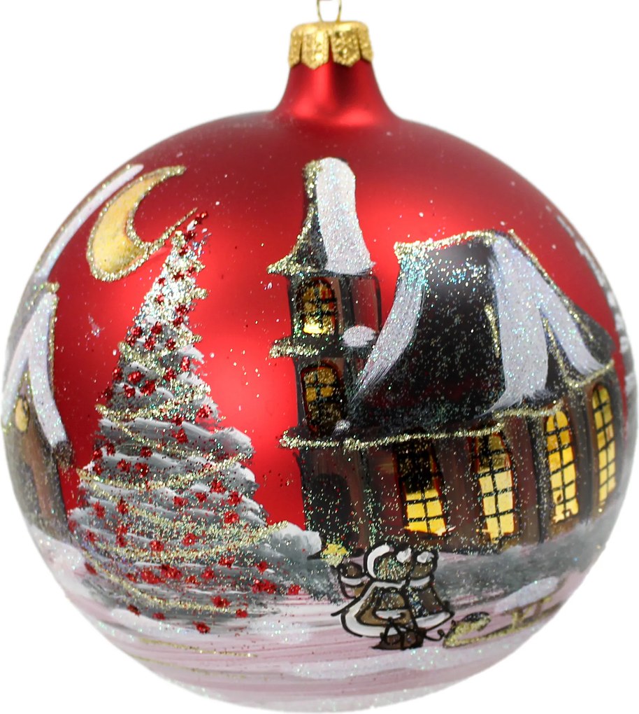 Bomba Ø 15 cm-es gömb állvánnyal piros téli táj