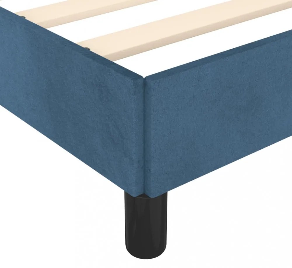 sötétkék bársony ágykeret matrac nélkül 200x200 cm