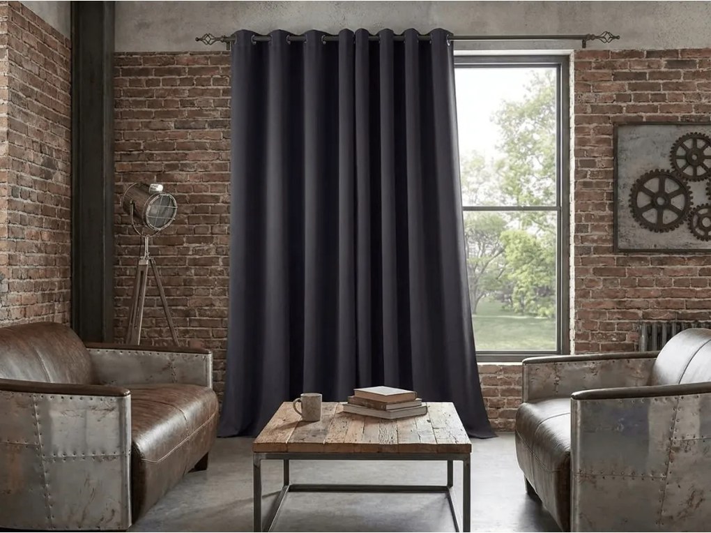 Függöny OXFORD LIGHT 140x250 cm, sötétszürke Felfüggesztés: Hullámos sínszalag