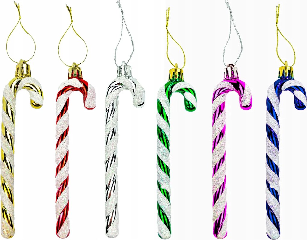 Dekoráció Karácsonyfa pálca különböző színekben 13 cm 6 db