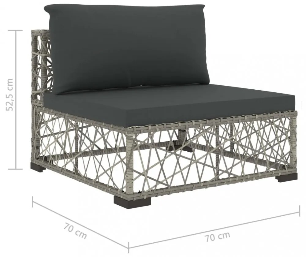 6-részes szürke polyrattan kerti bútorszett párnákkal