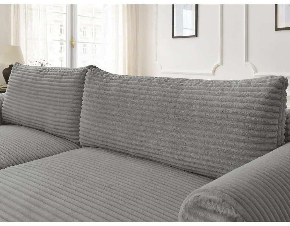 Sötétszürke kordbársony kinyitható sarokkanapé (bal oldali) Lucien – Bobochic Paris