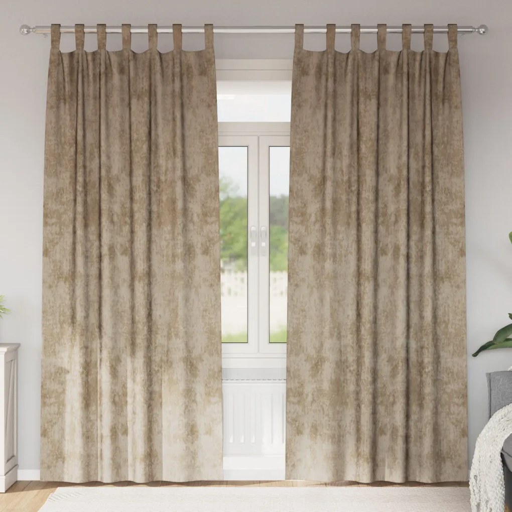 bársony függöny 2 db hurokkal Champagne 225x140 cm