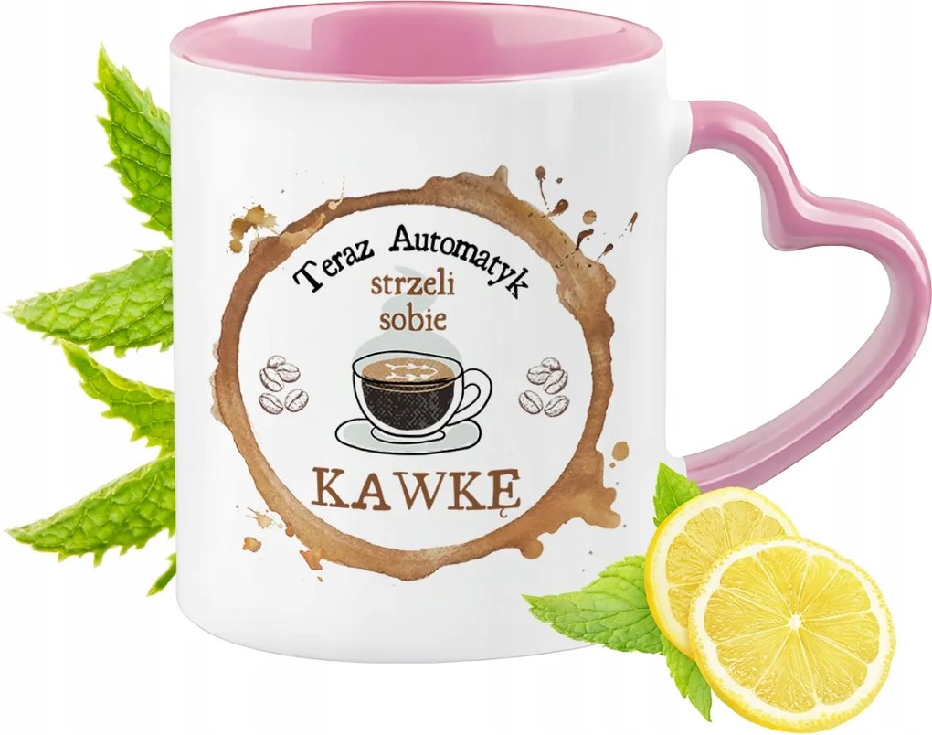 Automata bögre Rózsaszín, szív alakú füllel Kávé ajándék