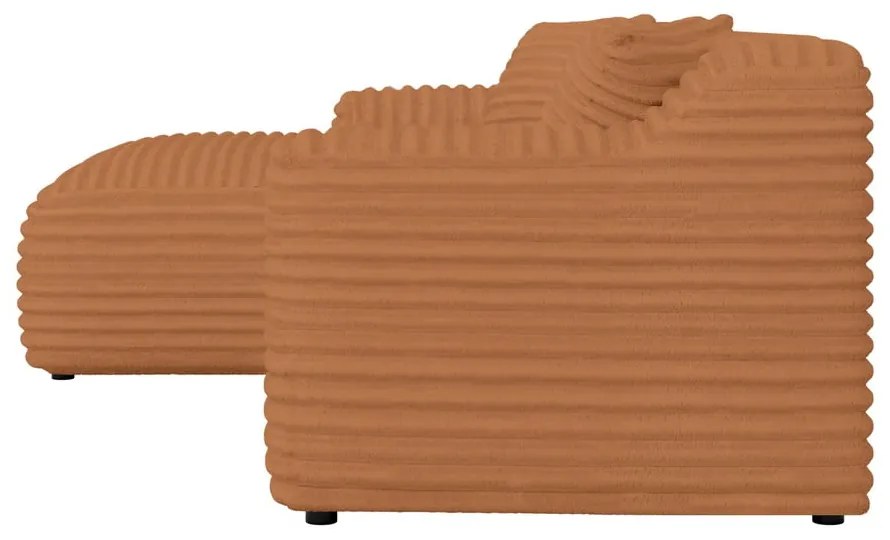 Terrakotta színű kordbársony sarokkanapé (bal oldali-heverő résszel) Martin – Ropez