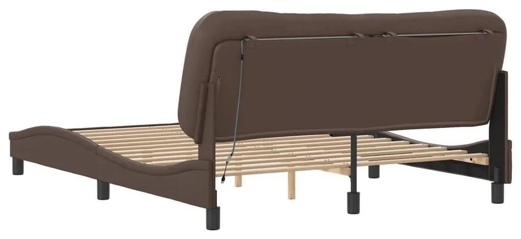 barna ágykeret LED-ekkel matrac nélkül Hvar 160 x 200 cm