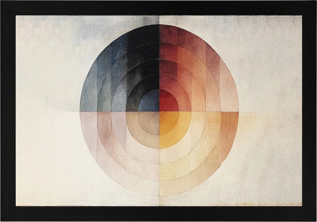 Poszter Keret Fa Grafika Absztrakt Bauhaus Kör Geometria 60x40