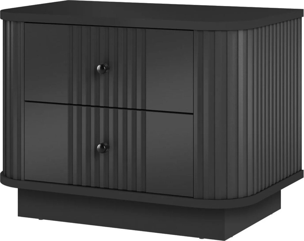 Vesper éjjeliszekrény-szett (2 darab), 56 cm – fekete / fekete fogantyúk