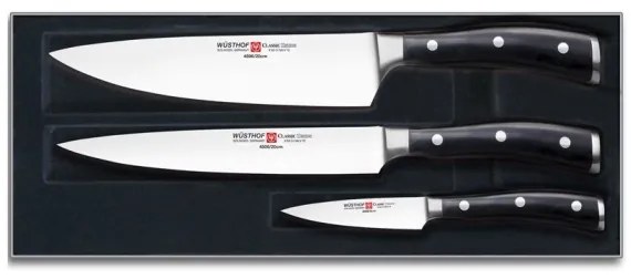 Wüsthof - Konyhai kés készlet CLASSIC IKON 3 db fekete