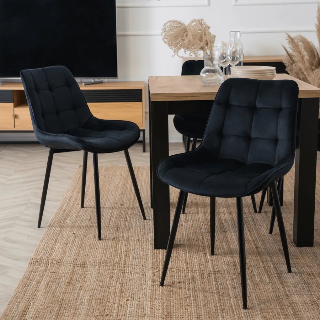 Szék fekete színben, bársony kárpittal CHRIS