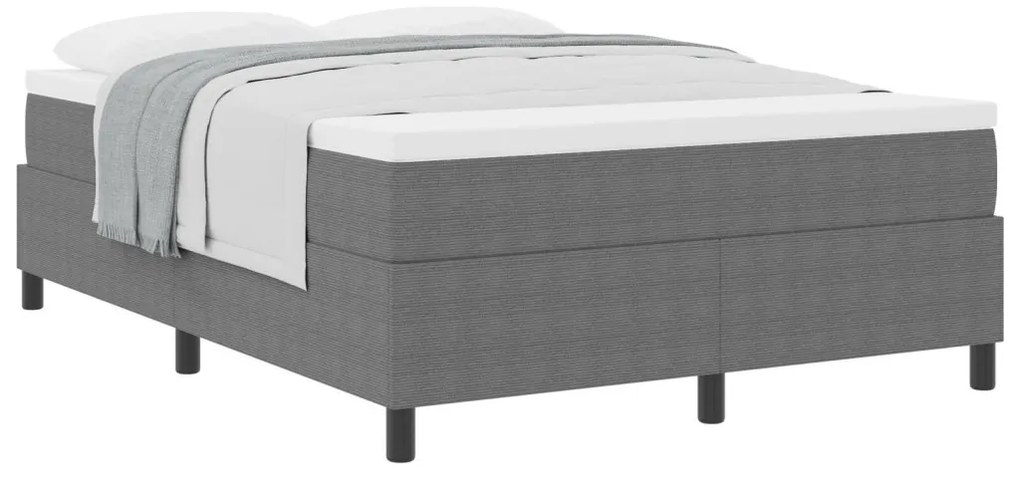Boxspring ágy matraccal Szürke 140x200 cm Kordbársony