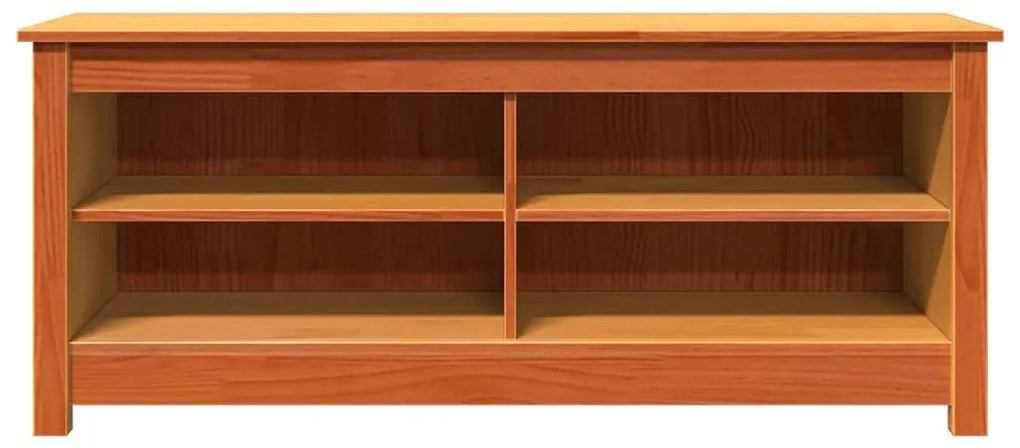 Cipőpad polcokkal Viaszbarna 110 x 38 x 45.5 cm Tömör fenyőfa