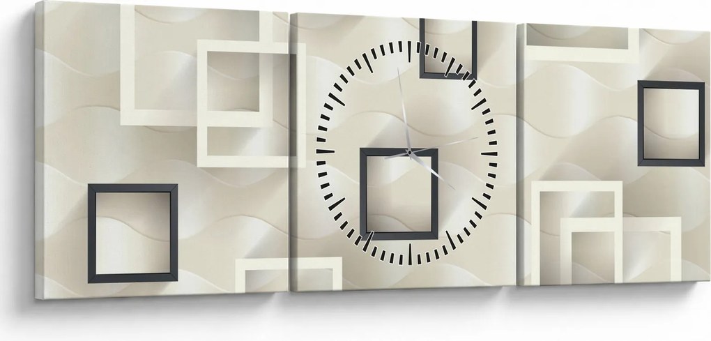 Geometriai absztrakt kép (órával) (90x30 cm)