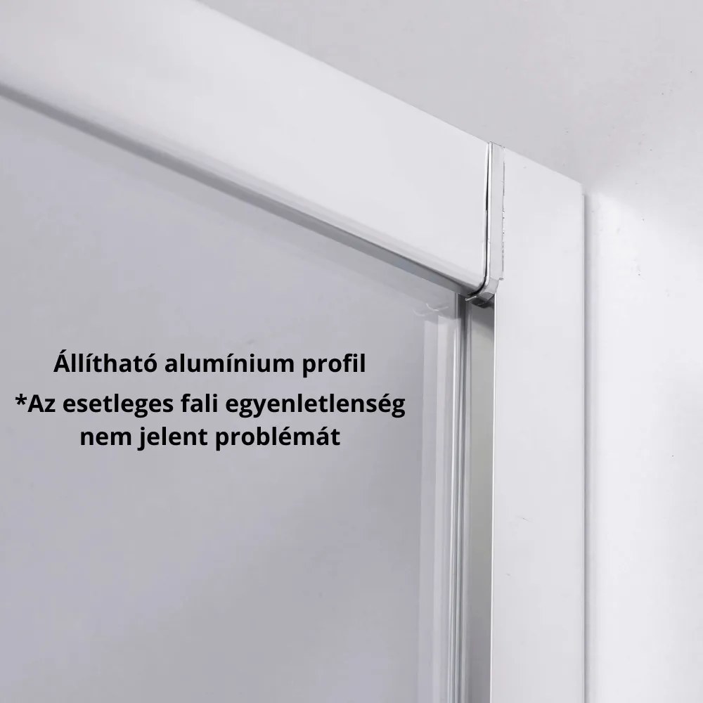 Stuxi Nizza 110x70 falsíkra szerelhető 3 oldalú tolóajtós zuhanykabin 6 mm vízlepergető biztonsági üveggel, króm elemekkel, 200 cm magas